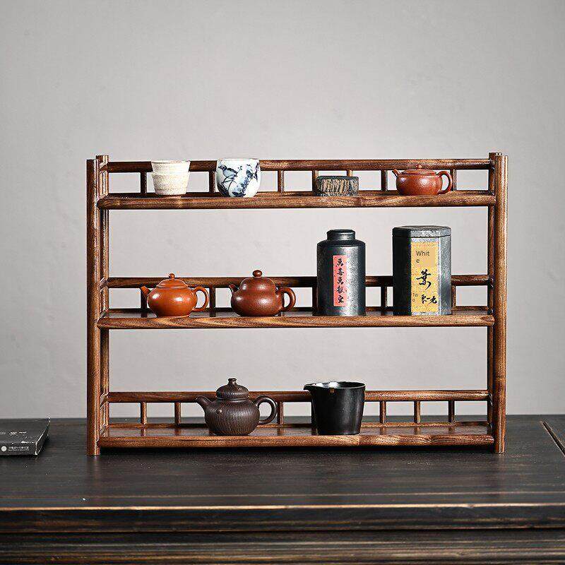 胡桃木多层茶壶架茶杯架子茶具收纳架紫砂壶摆放架功夫茶壶置物架