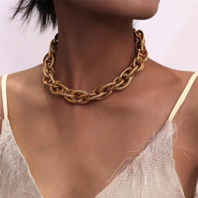 Women Punk Lock Choker Necklace Pendant Thick Chain混搭项炼