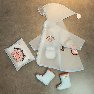 儿童雨衣女童幼儿园雨上学衣斗篷式 宝宝2雨披男童防雨服雨鞋 套装