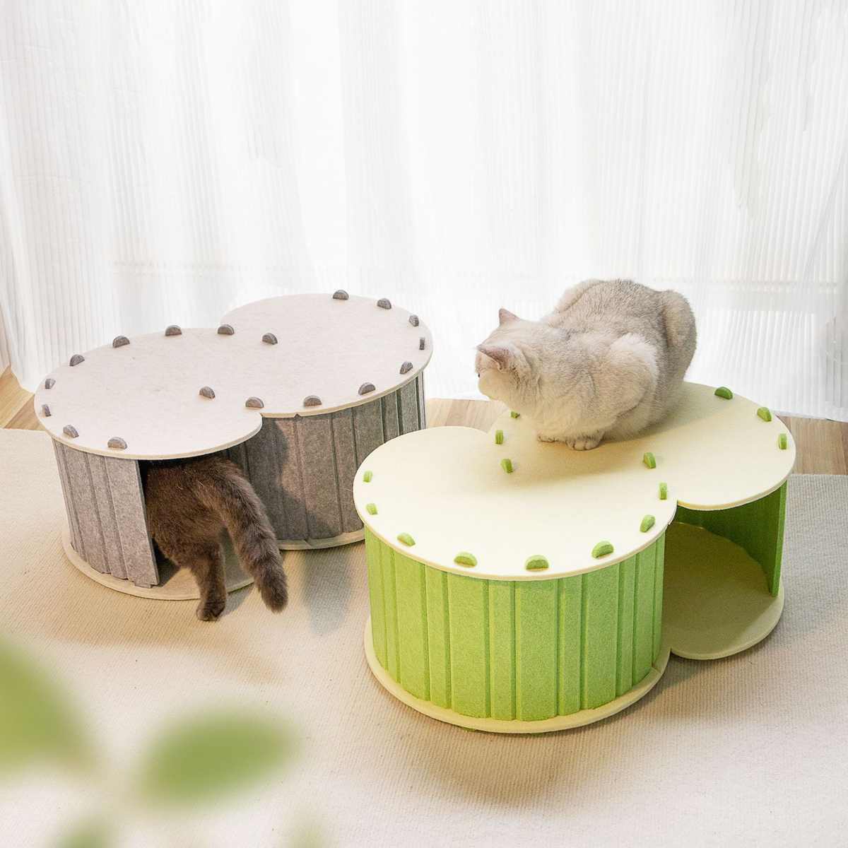 批发毛毡猫窝双层透气猫屋可拆卸便携收纳宠物窝拼接猫房子