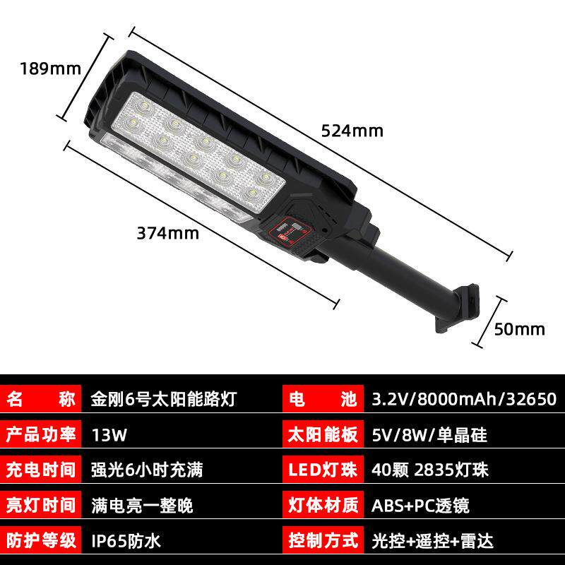 太阳能一体路灯LED庭院壁灯户外防水照明灯带遥控智能感应灯强光