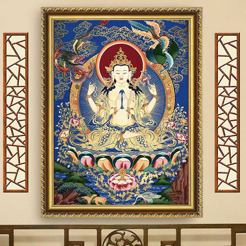 钻石画满钻四臂观音菩萨佛像客厅大气转运自己绣印花十字绣线绣5d