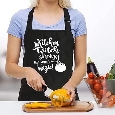 跨境亚马逊速卖通热卖Kitchen Witch 万圣节黑色围裙节日礼物