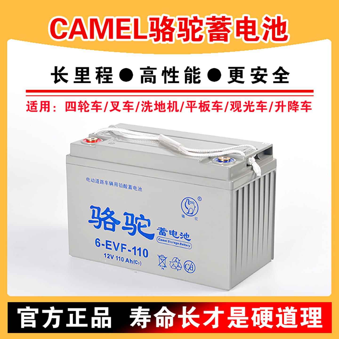 骆驼蓄电池新能源电动四轮车洗地机叉车电瓶6-EVF-100 80ah 110ah