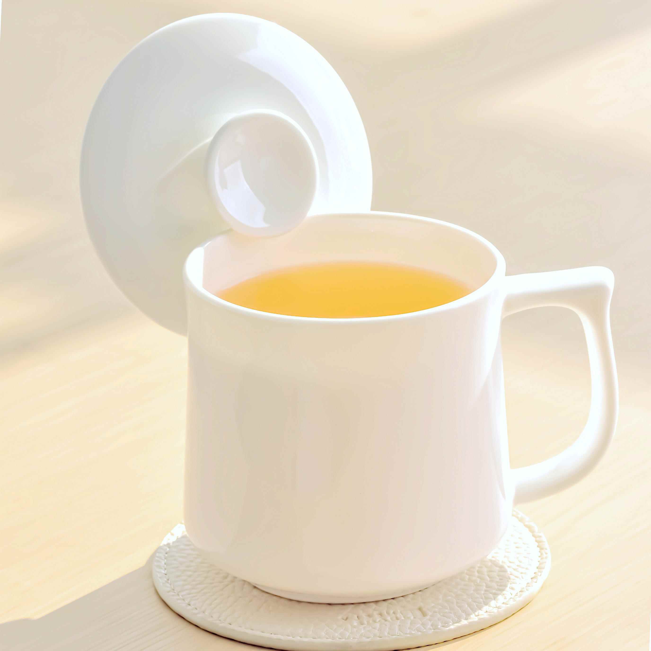 梓宁骨瓷马克杯会议办公室水杯子家用陶瓷大容量定制喝水茶杯盖杯