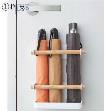 家用玄关收纳折叠伞沥水挂架免打孔磁吸门口后多功能雨伞放置架子