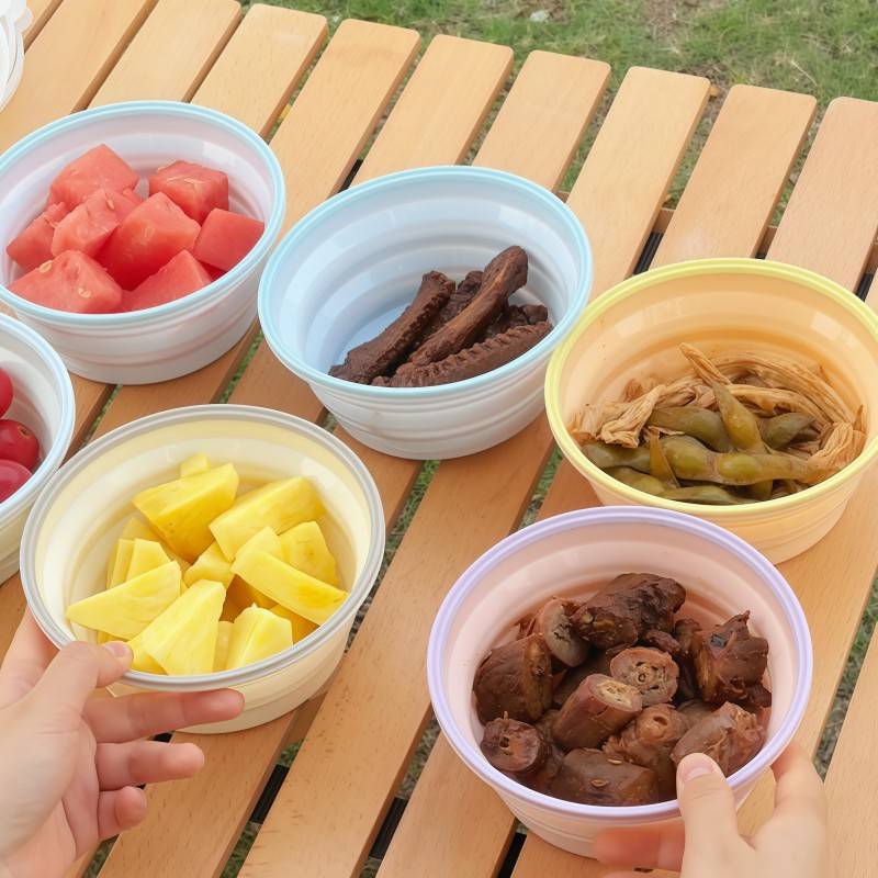 可携式户外折叠餐具折叠碗矽胶可携式随性耐高温食品级饭盒宠物水
