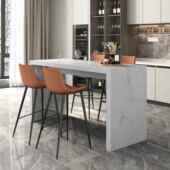 大理多石叠家用吧台岛台餐桌一体折开A181放式 中客厅厨房功能储物