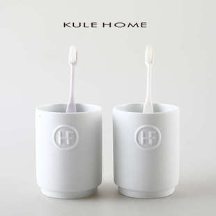 KULE 陶瓷洗漱杯刷牙杯牙缸牙具杯家用情侣漱口杯子 HOME 简约个性
