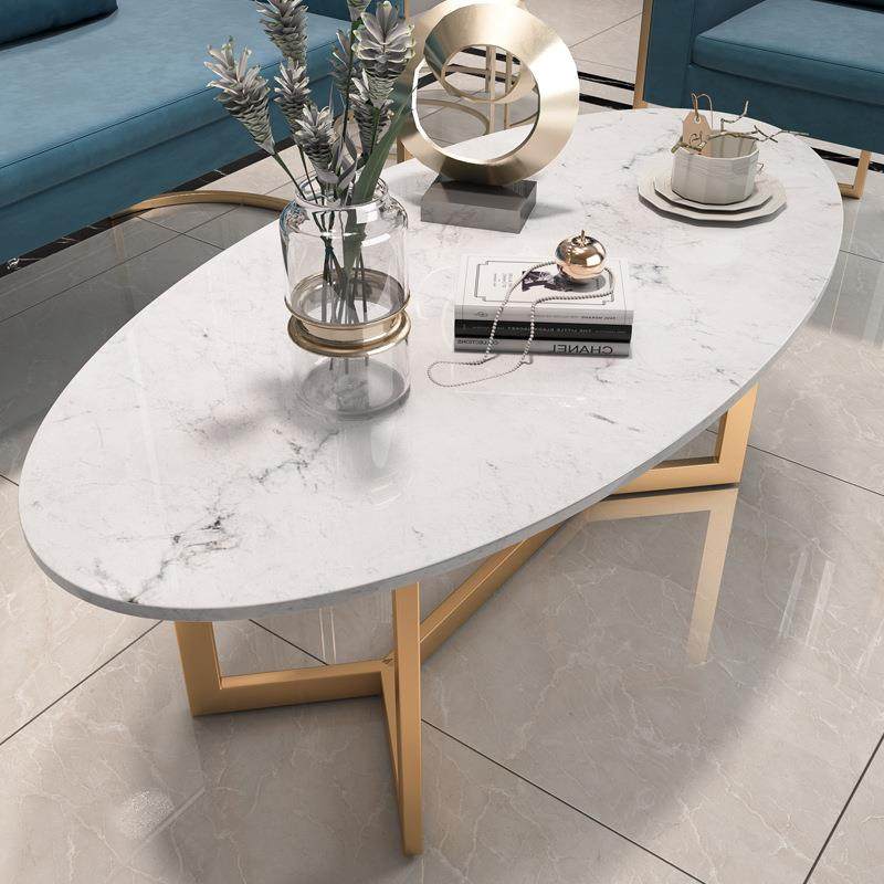 北欧创意大理石茶几简约现代铁艺椭圆形边几小户型极简小茶桌