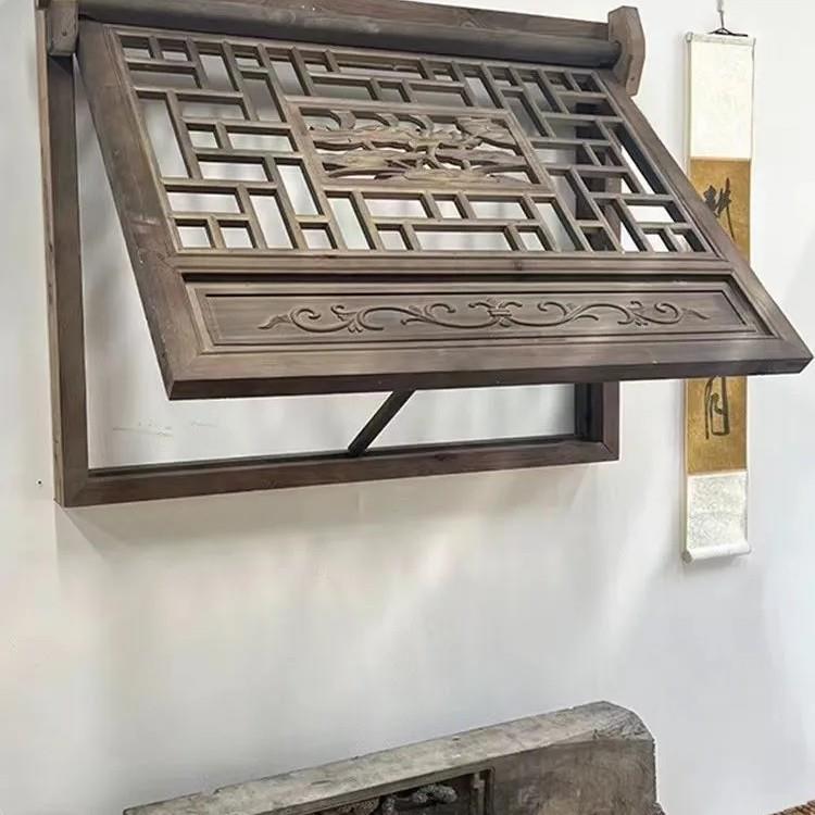 宋氏美学老式彷古做旧花窗中式实木花格装饰挂壁玄关客厅怀旧窗櫺