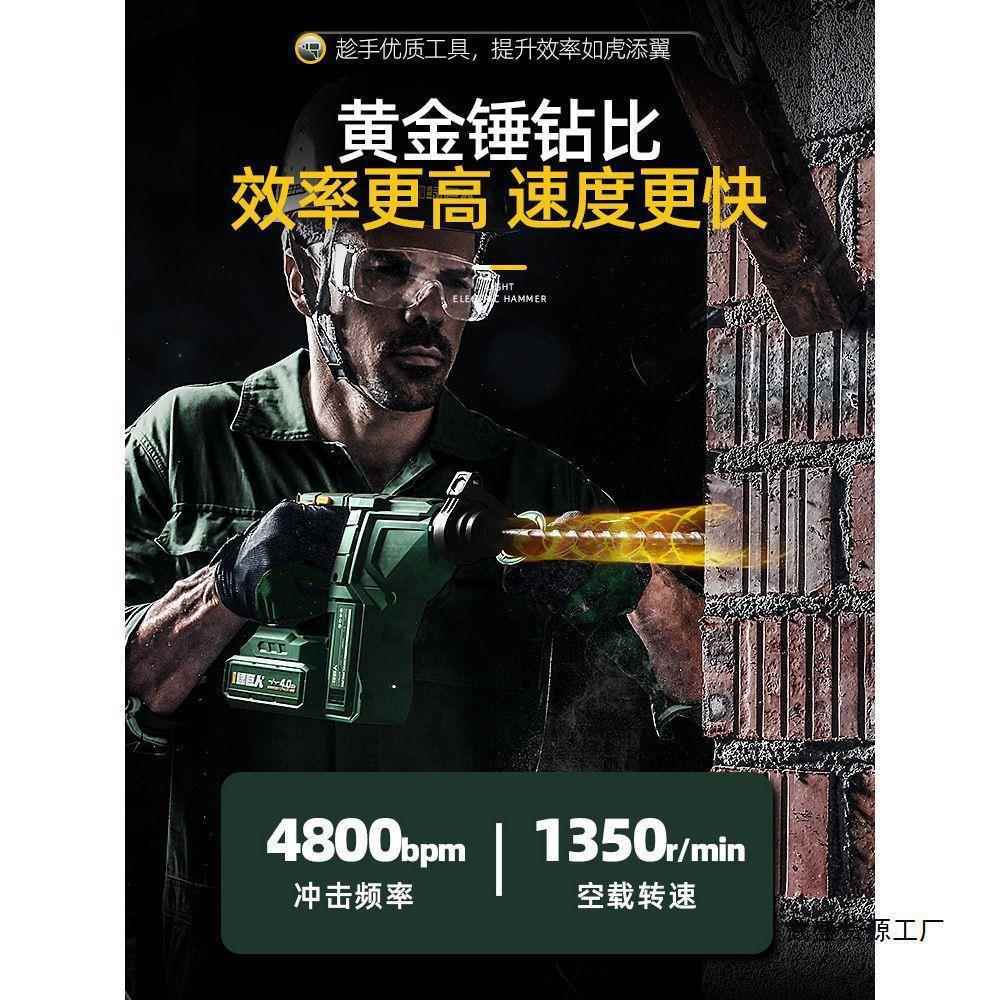 绿巨人20V充电锂电冲击钻重型锤大功率混泥多土功能电钻3753电120