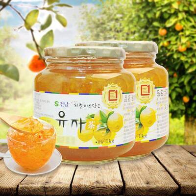 韩国进口全南蜂蜜柚子茶1kg*2 泡水喝的水果茶蜜炼果冲泡饮料果酱