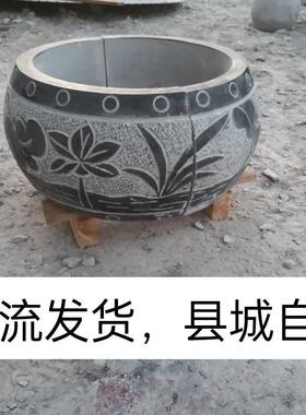 空心柱墩石墩子刻字 石雕柱础石实心青石彷古柱墩石底座可切开