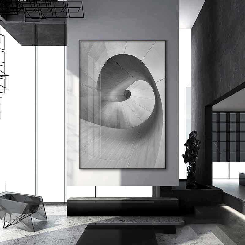 北欧简约工业风客厅装饰画抽象玄关过道走廊挂画个性建筑空间壁画图片