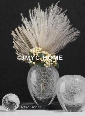 简约现代透明气泡收口玻璃插花器样板房间酒店玄关柜茶几花瓶摆件