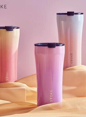 sttoke保温咖啡杯小巧可携式外带直饮不锈钢陶瓷内胆时尚车载咖啡