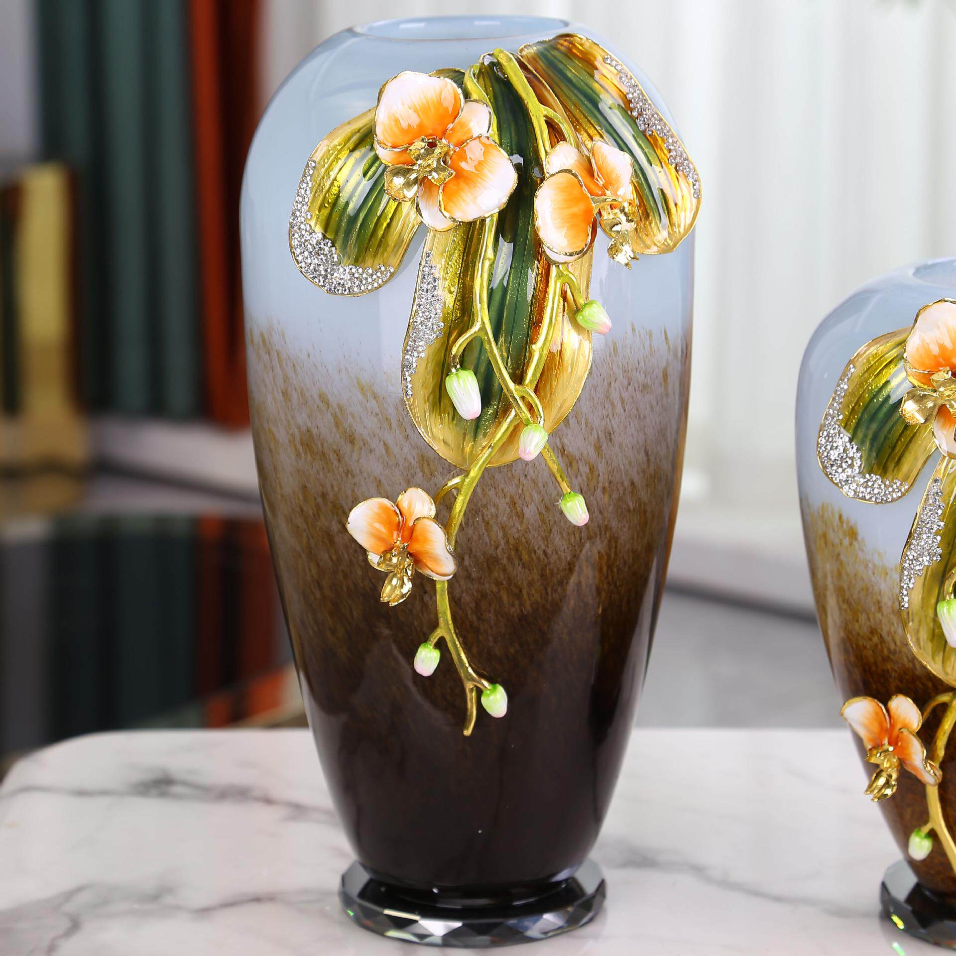 珐琅彩轻奢花瓶创意客厅玄关家居摆件电视柜装饰插花花瓶摆件,家居饰品,花瓶,淘宝优惠券,粉丝福利购,淘宝优惠卷