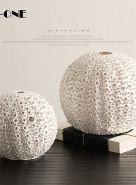 匠十三 侘寂风蜂窝镂空经典穿孔陶瓷花瓶装饰品摆饰复古做旧干花