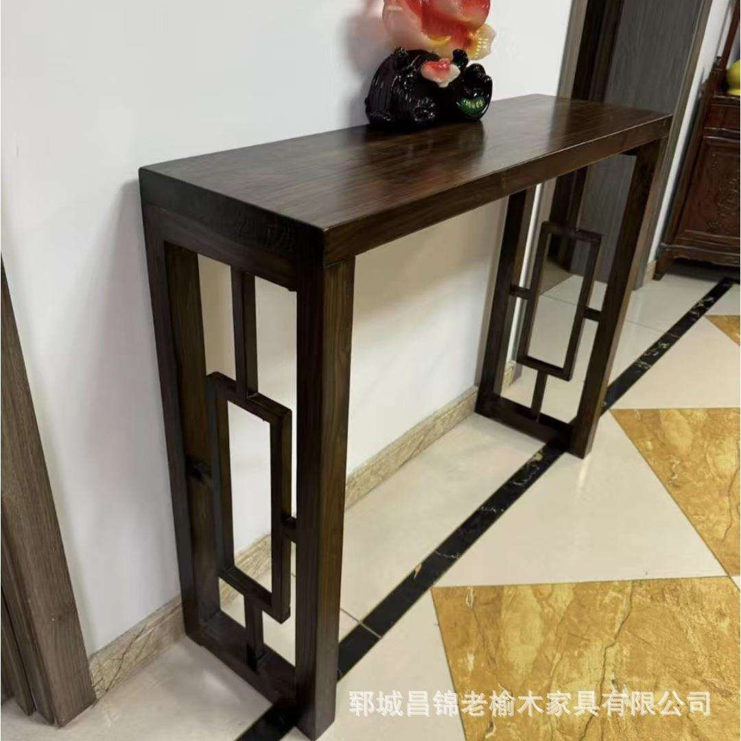 玄关条案桌老榆木桌子花瓶陶瓷展示台实木靠墙供桌家用长方形条几