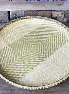45/60/70/80厘米精编款竹皮锁边簸箕竹筐茶叶筐圆形家用晾晒盘水