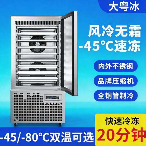 粤冰商用速冻柜急冻冰柜海参包子慕斯插盘柜低温-45°C速冻机冰箱