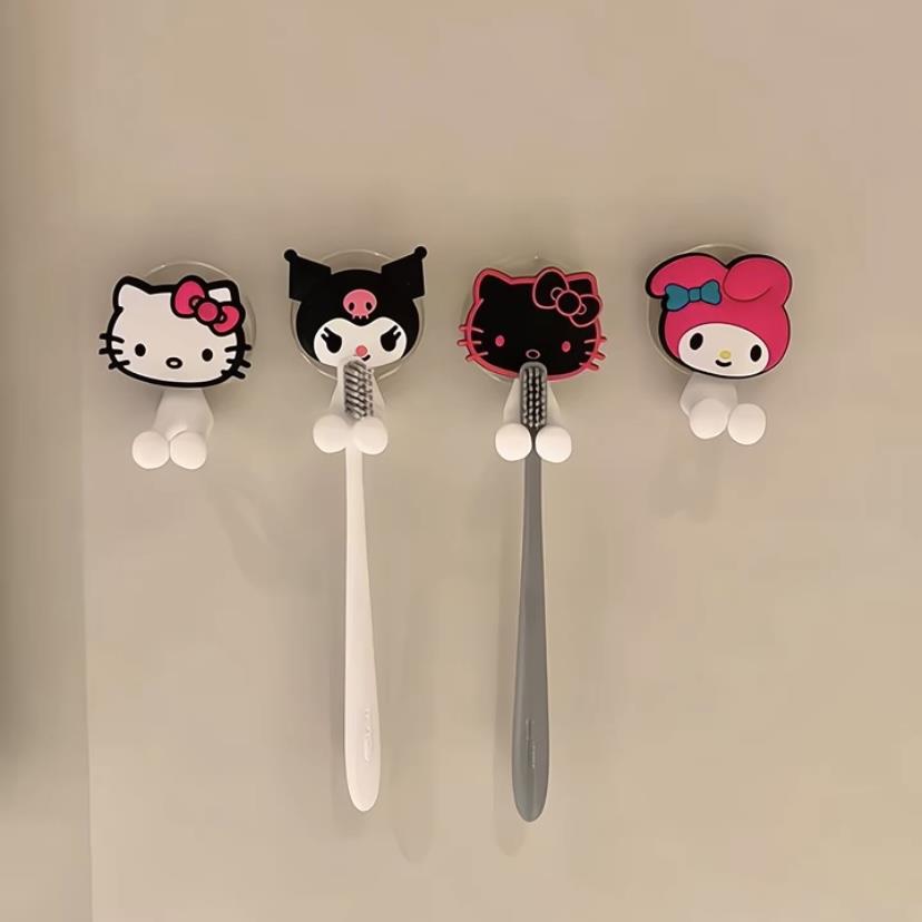 HelloKitty牙刷置物架壁挂式免打孔吸盘卡通可爱儿童电动牙刷架子