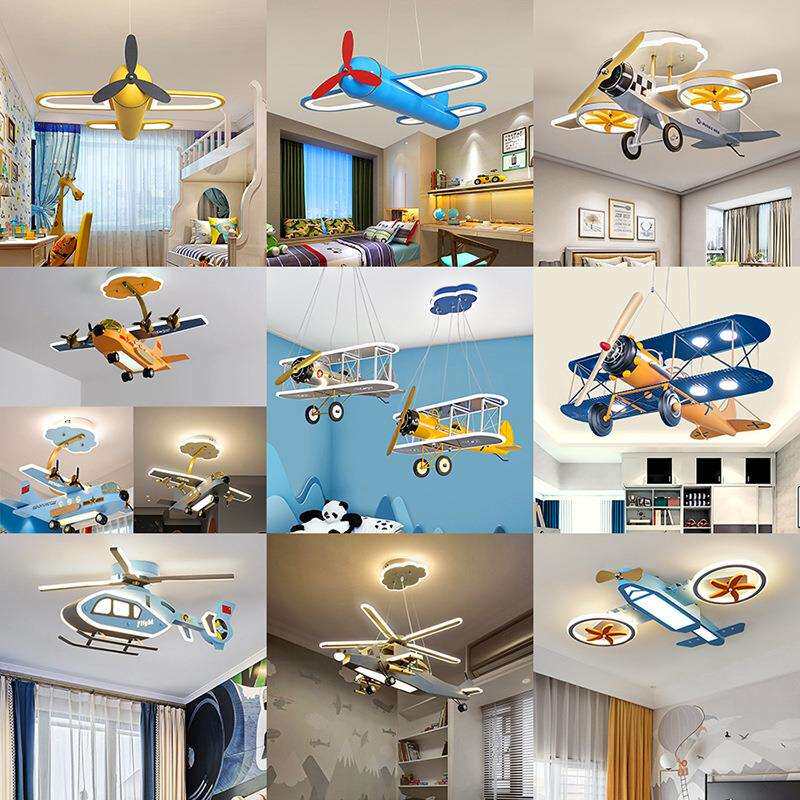 儿童飞机灯创意led男孩卧室房间灯个性现代时尚简约卡通吸顶灯具