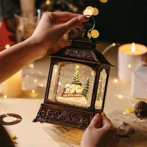 -圣诞圣诞树扁s02装饰摆件灯1 发光圣诞节装饰品水晶球音乐盒中号