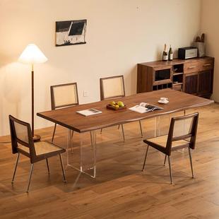 北美黑胡木见描述餐桌亚克力悬浮书桌茶桌樱木桃松木实桃木家用办