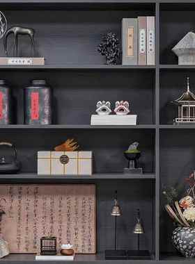 新中式风展示柜博古架艺术工艺品摆件办公室柜子书柜装饰品样板间