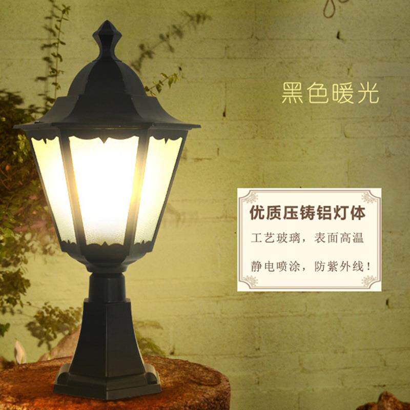 led户外欧式柱头灯户外别墅庭院家用超亮六角围墙灯柱子灯太阳能