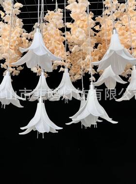 新款婚礼百合花装饰吊灯创意婚庆仿克真道花具舞台发光亚QOV力顶