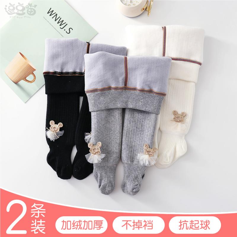 宝宝打底裤加绒加厚一体绒婴儿连裤袜冬季卡通保暖大PP女童连体袜