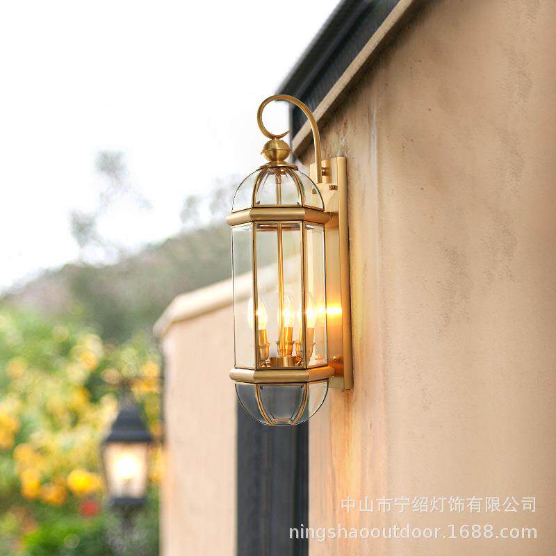 全铜壁灯庭院别墅户外防水灯具床头楼梯过道墙灯走廊壁灯美式灯饰