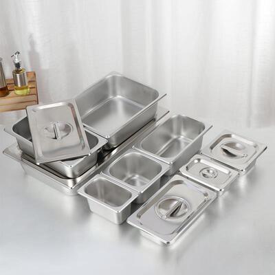 304不锈钢份数盆带盖份数盒分数盘长方形餐盆快餐车盒奶茶店果