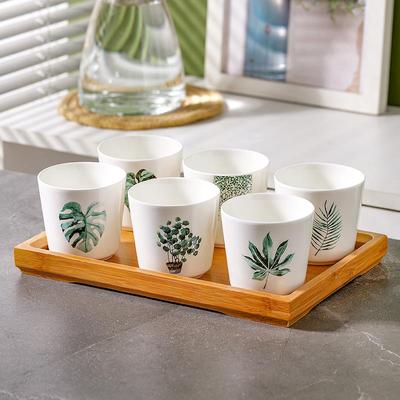 200ml围炉煮茶茶具家用待客茶杯套装6祇陶瓷小杯子加厚酒杯手握杯