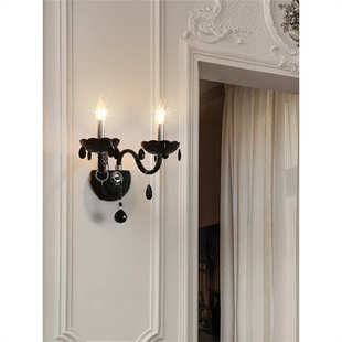 法式复古黑色客厅壁灯背景墙装饰过道灯简约大气书房卧室灯高级感