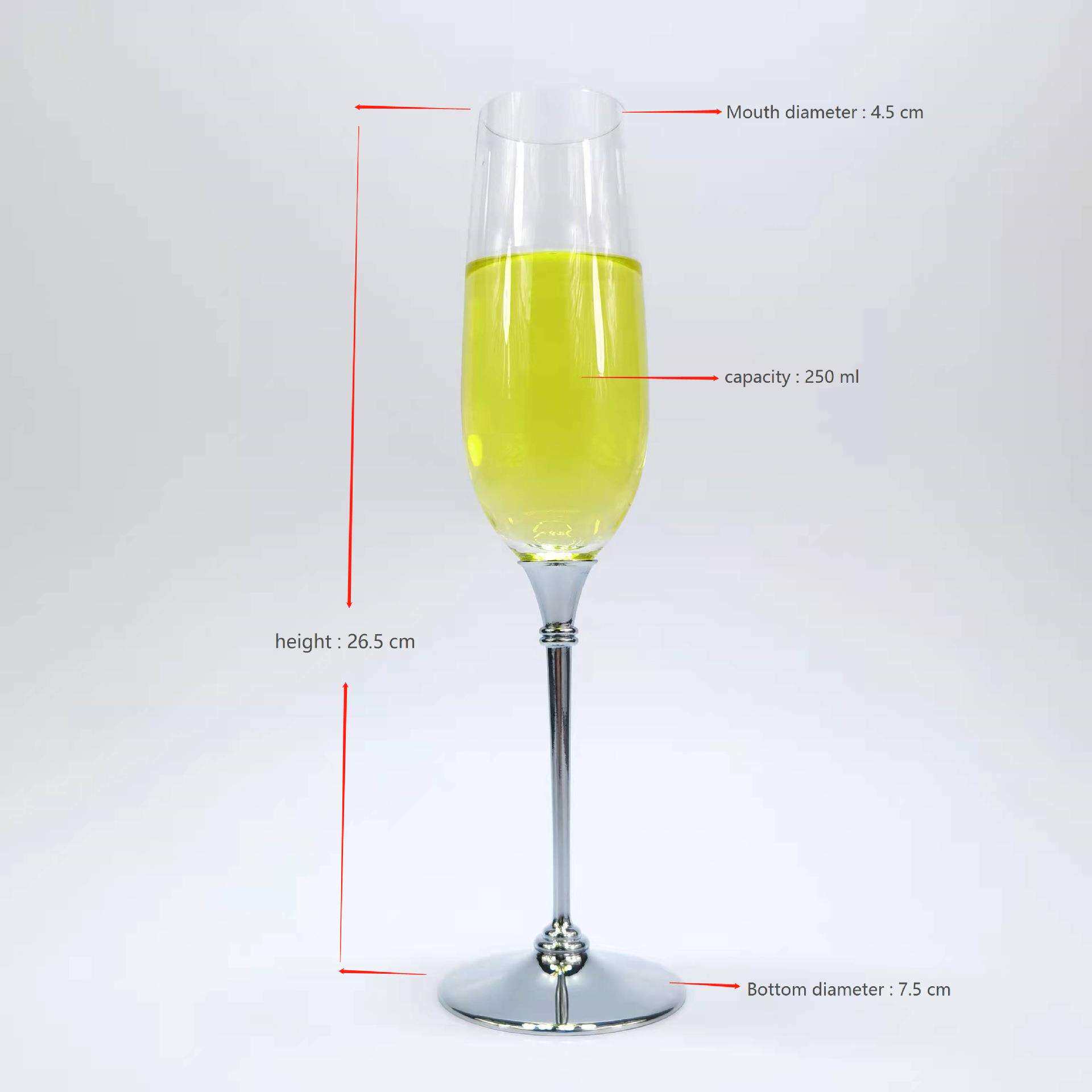 现货供应金属脚香槟杯透明玻璃婚礼酒杯可换杯头香槟杯可厂家