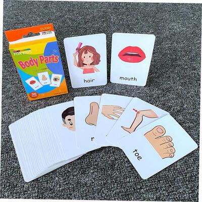 36pcs Flashcards Kids Montessori Baby Learn English Word Car