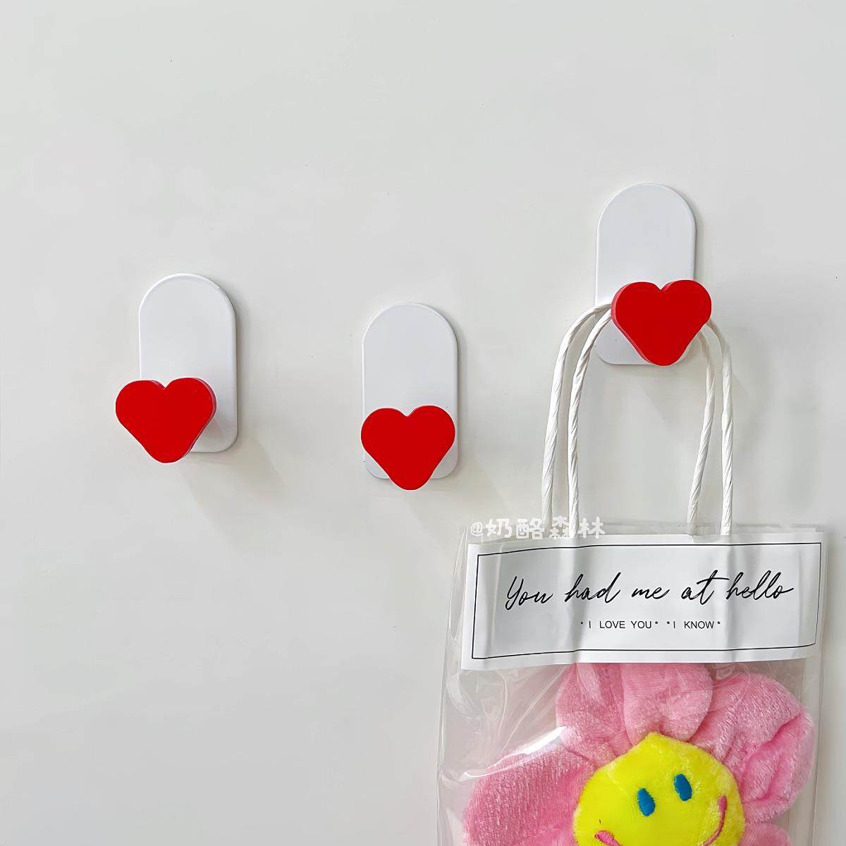 韩风少女心高颜值爱心入户门后挂钩强力压克力胶墙壁免打孔黏钩,收纳整理,挂钩/粘钩,淘宝优惠券,粉丝福利购,淘宝优惠卷