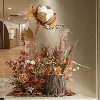 芦苇摆SMK件装店橱假窗花服造景室内景观布置秋装饰季美陈布置