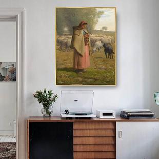 米勒名画装饰画客厅餐厅玄关走廊卧室房间壁挂画拾穗者播种者油画