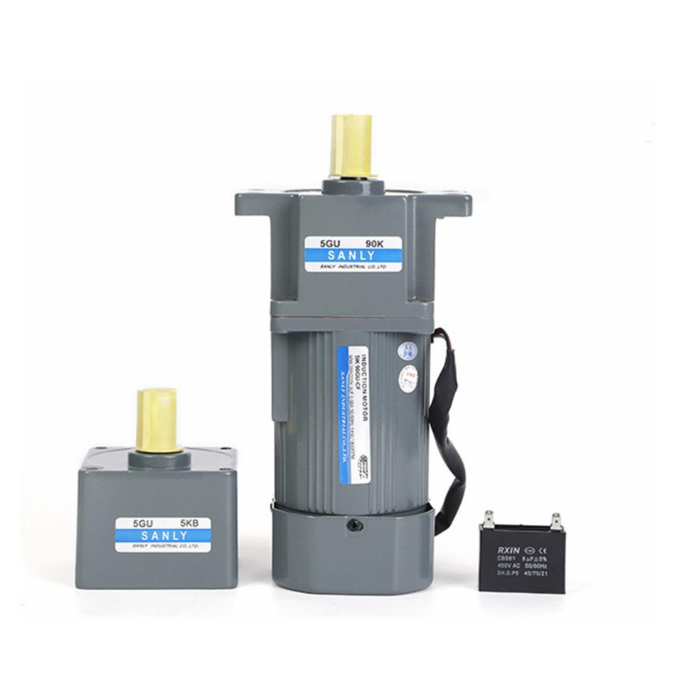 90W15轴微型单相电容电机感应式定速调速马达配减速箱调速器刹车