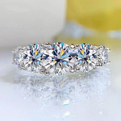 18k Plated 3.6CT All Moissanite Rings for Women 5 Stones Spa