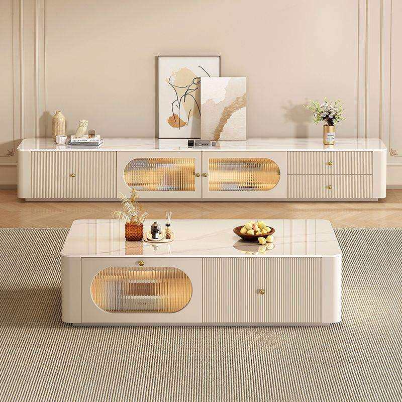 2026新款岩板茶几客厅高级感轻奢小户型家用奶油风简约电视柜组合