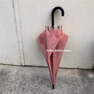 新款 ins都自制色长柄甜美可爱雨纯伞磨砂手柄小众雨S 真 拍好看