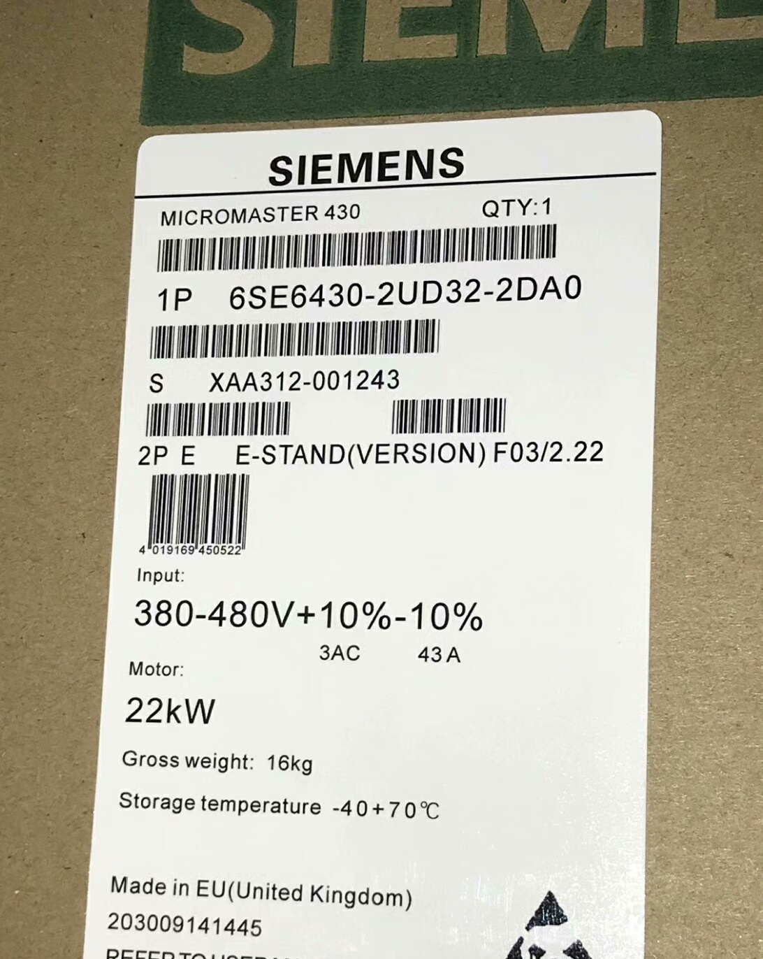 6SE6430-2UD32-2DA0 全新原装正品 标价