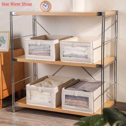 Foldable Canvas Storage Box Clothes Organizer Trousers And