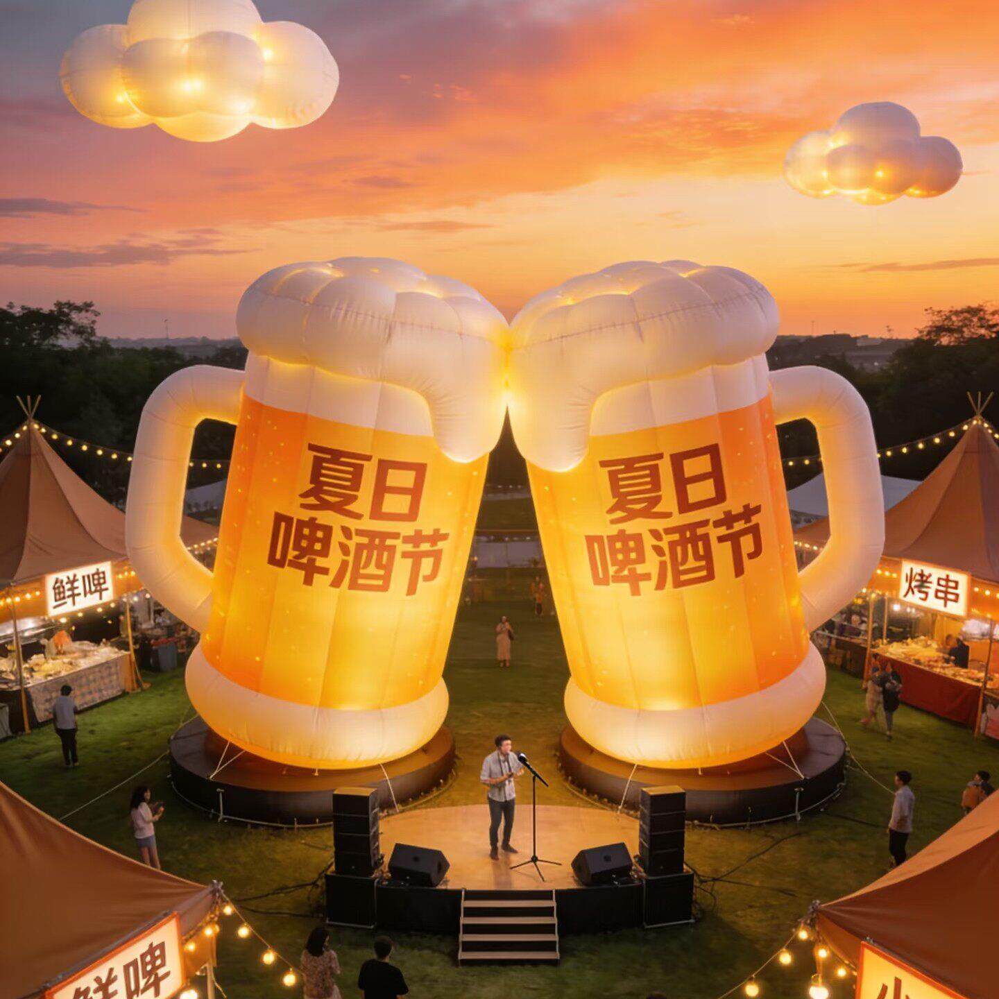 充气发光酒杯夏日啤酒节网红打卡装置户外音乐节美陈装饰定制道具